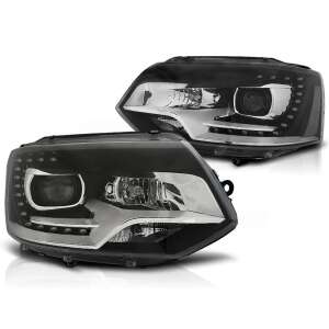 Faruri cu proiector negru VW T5 2010-15 cu LED DRL - Lumini auto