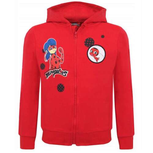 Rozpinana bluza z kapturem Ladybug Miraculous, czerwona bluza dla dziewczynek
