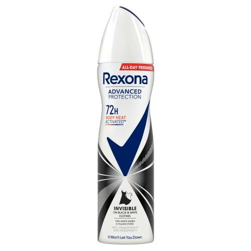 Rexona Advanced Protection Invisible Dezodor Nőknek, 72 órás védelem, fekete és fehér ruhákhoz, testhőre aktivált - Rexona