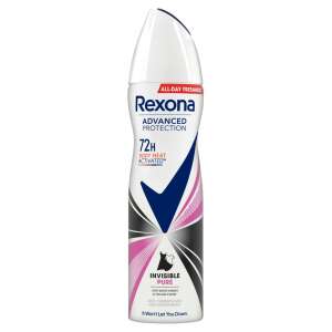 Dezodorant Rexona Advanced Protection Invisible Pure dla kobiet, 72 godziny ochrony, aktywowany ciepłem ciała, przeciw białym i żółtym plamom, 150ml - Dezodor