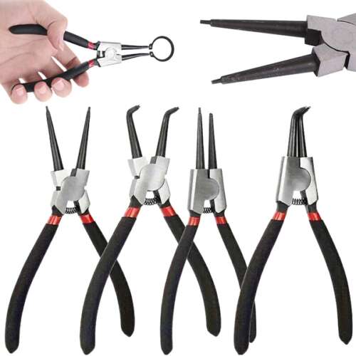 4 piece Seeger ring pliers set, internal and external snap ring pliers for removing and installing snap rings