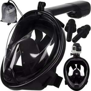 Full face snorkeling mask with snorkel, camera mount, earplugs, and carrying bag - Diving Mask
