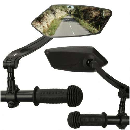 Adjustable 360 Bicycle Mirror Pair, handlebar mount, road reflection
