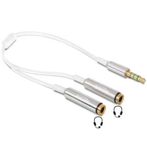 DeLock Cable audio splitter stereo jack male 3.5mm 4 pin > 2x stereo jack female 3.5mm 4 pin 25cm 94706957 