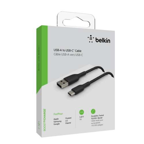 Belkin BOOST CHARGE USB-A zu USB-C Kabel, geflochten - 1M - Schwarz