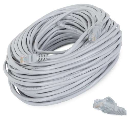 30 metrový sivý Ethernet LAN kábel Cat 5e s konektormi RJ45