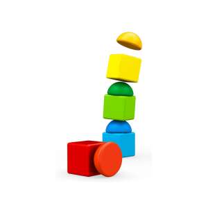 Geomag Magicube Set de 8 blocuri magnetice de stivuire, jucărie colorată pentru bebeluși - Joc de construcție magnetic