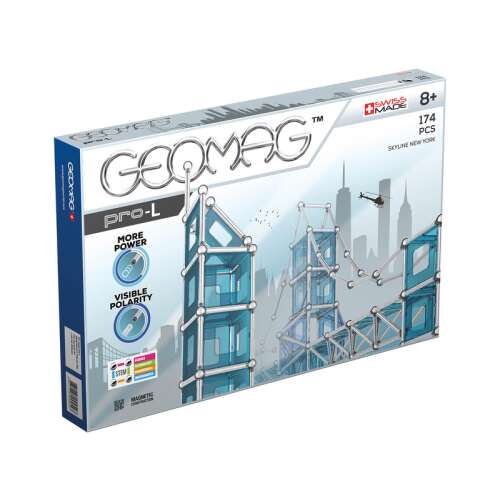 Geomag Pro-L Skyline NY 174 darabos mágneses építőjáték szett, svájci gyártás, 8 éves kortól