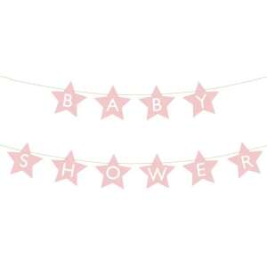 Csillag alakú banner függőlánc babaköszöntőhöz - fényes rózsaszín 94726317 