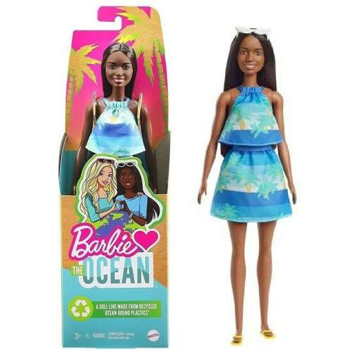 Mattel Barbie - Loves The Ocean - 50. Évfordulós Barna Hajú Kék Ruhás Baba