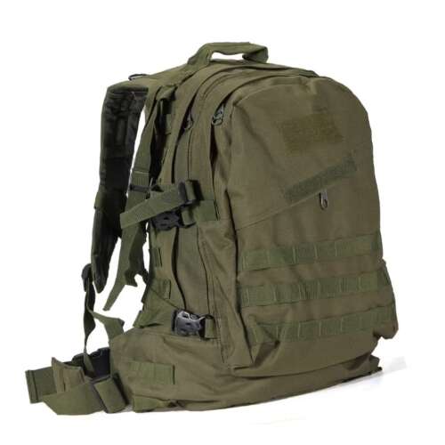 AOVO Katonai hátizsák, állítható pántokkal, űrtartalom 45 l, vízálló, fogantyú, zöld