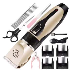 AOVO Súprava nožníc na strihanie zvierat, 12 kusov, Klieštiky na nechty, Nožnice, Hrebeň a Pilník, Psy, Mačky, Akumulátorové, Čierne Zlato