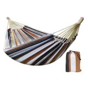 Brown striped two-person hammock with carrying bag - Hammock