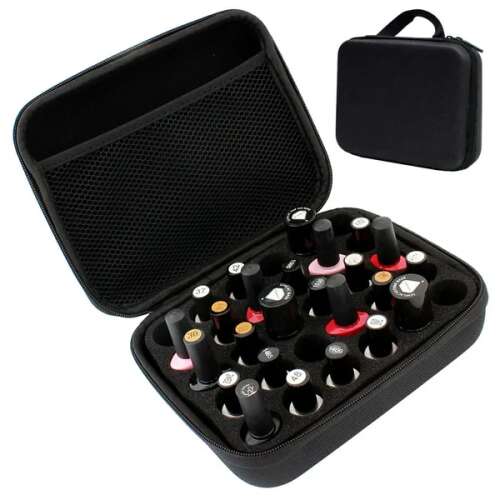 Fekete körömlakk tároló tok 30 rekeszes, körömlakk rendező, körömlakk tároló