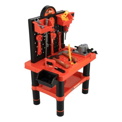 Superior Baby Mix Bricolage és szerszámműhely játék műhely szerszámokkal, piros és fekete, 3/4 nézet - Barkács játék