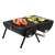 Home GR01 portable charcoal grill with sausages and zucchini on white background