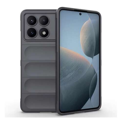 Sötétszürke szilikon telefontok kameravédővel Xiaomi Poco X6 Pro 5G-hez