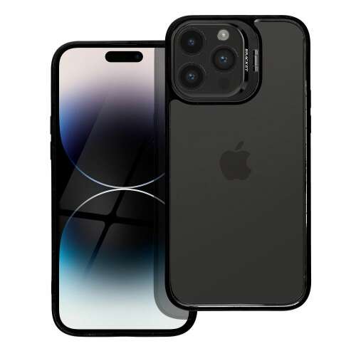 Bracket Case for iPhone 15 Pro Max, black transparent phone case with kickstand, protective cover for Apple iPhone 15 Pro Max