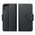 Black leather phone case for Samsung Galaxy A25 5G, front and back view