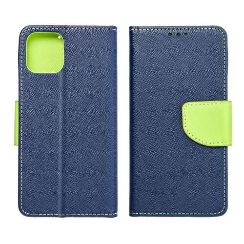 SAMSUNG A25 5G blue and lime green leather phone case, front and back view