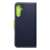 SAMSUNG A25 5G blue and lime green leather phone case, back view