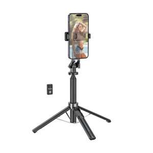 HOCO K21 Szelfibot állvány Bluetooth távirányítóval, fekete, 137cm, 4.5-7.0 hüvelykes okostelefonokhoz - Hoco