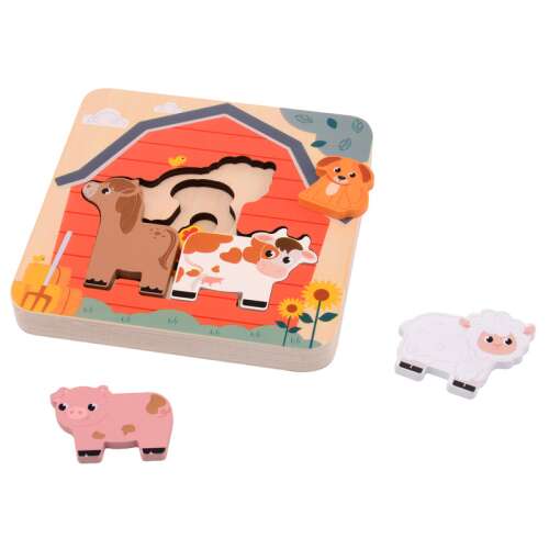 Jouéco® Puzzle warstwowe z gospodarstwa, 7 elementów, od 18 miesięcy, drewniana układanka z zwierzętami z gospodarstwa
