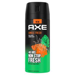 Axe Jungle Fresh Deodorant Spray pentru Corp pentru Bărbați, 150ml, Frunze de Palmier & Parfum de Chihlimbar, 48 de Ore de Prospățime Non-Stop - Frumusețe și sănătate