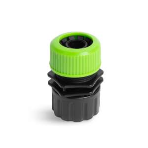 Green and black plastic hose tap connector, 3/4 inch tap to 1/2 inch hose - Connector and Accessory