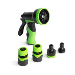 Set pistol de udare Garden of Eden cu 5 piese, cu 8 modele de pulverizare, conexiune de 1/2 inch, mâner cauciucat - Irigare