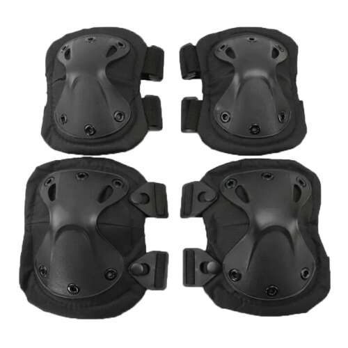 IdeallStore® Protective Set, Tactical Gear, Knee and Elbow Pads, Nylon, Universal Size, Black 94812133
