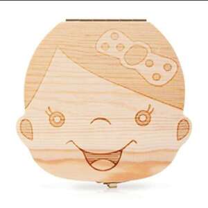 Fa fogtündér doboz lányoknak, aranyos kislányos mintával - Baba fogápolás