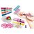 Girl's DIY nail art pens set with accessories, nail polish pens, toe separators, and stickers for creative nail designs