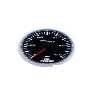 Depo Racing 52mm Oil Pressure Gauge, white face, black background, red needle - Car sport gauge