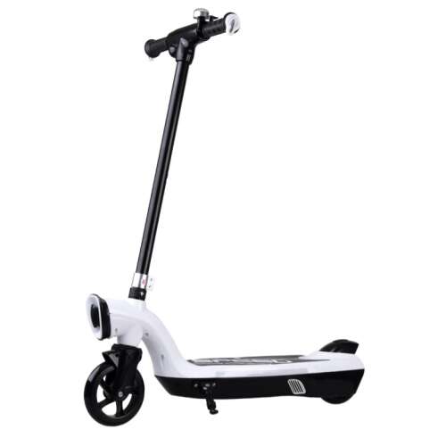 Fehér elektromos roller gyerekeknek LED világítással, oldalnézet