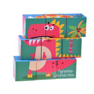 Dinoszauruszos fakocka kirakó 6 dínó képével