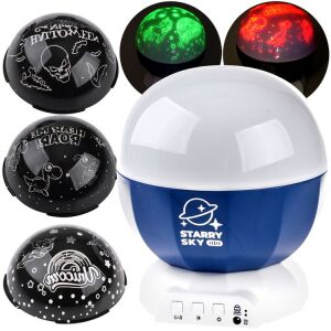 Csillagos Égbolt Projektor Lámpa with interchangeable projection domes: Halloween, Unicorns, Dinosaurs - Night Light, Projector
