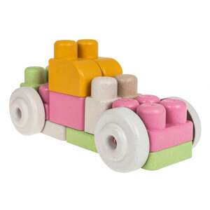 Mijoy Rice Husk Toy Blocks, 30 pieces, pastel colors, building blocks for toddlers, eco-friendly, sustainable, safe for babies, car made with blocks - Plastic Building Toy