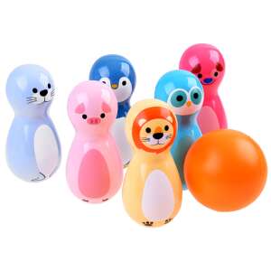 Colorful animal bowling set with 6 pins and 1 ball - Developmental Toy for Preschooler