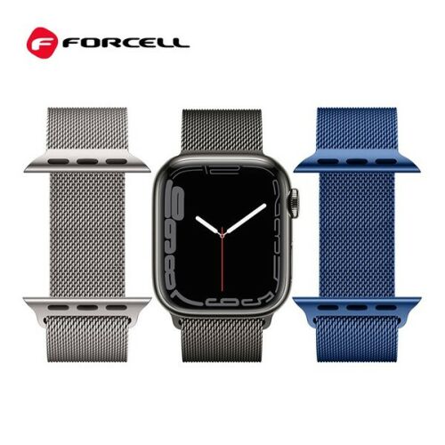Forcell Apple Watch rozsdamentes acél szíjak ezüst, fekete és kék színben