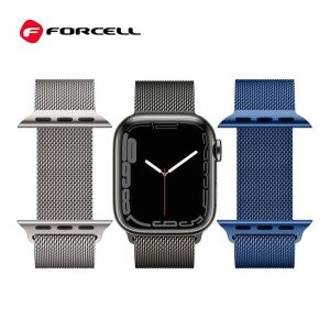 Forcell Apple Watch stainless steel bands in silver, black, and blue - Smart watch strap
