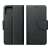 Front and back view of black leather phone case for Samsung A35