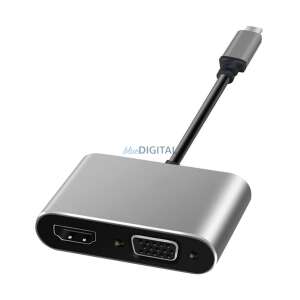 Type-C - HDMI és VGA adapter, 4K 30Hz, 15cm - HDMI kábel