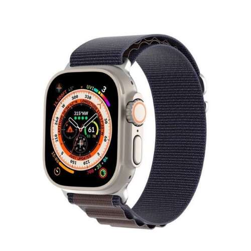 Dux Ducis GS Apple Watch szíj, indigó színű, 42/44/45/49mm, szőtt nejlon, acélcsattal