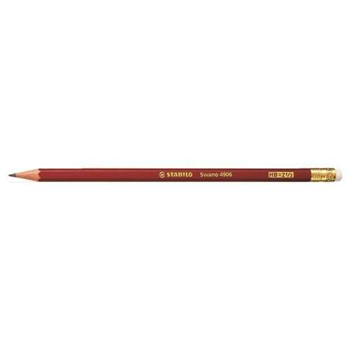 STABILO Swano 4906 HB roter Bleistift mit Radiergummi