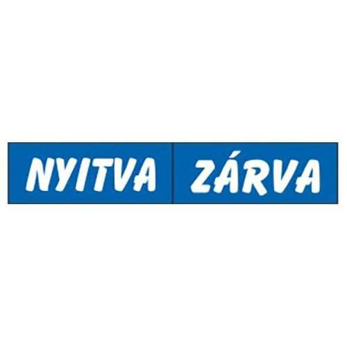 Nyitva Zárva tábla, kék, fehér felirat, Piktogram - Információs tábla