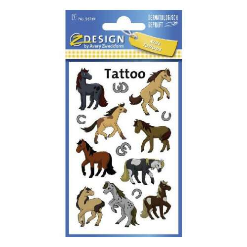 Avery Design ideiglenes ló tetoválások, 8 különböző ló minta, ideiglenes tetoválás gyerekeknek