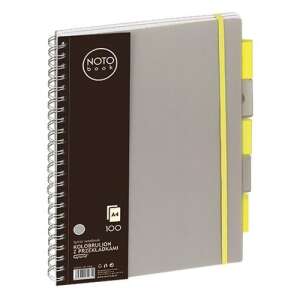 Noto Book A4-es spirálfüzet 100 lappal, szürke borítóval, 5 regiszterlappal - Grand