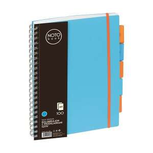 Noto Notebook A4 spirálfüzet 100 lapos, kék borító színes fülekkel - Grand