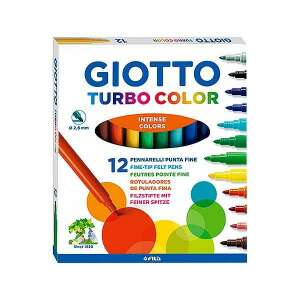 Giotto Turbo Color, cienkopisaki filcowe, 12 sztuk, intensywne kolory, końcówka 2,8 mm - Filctoll